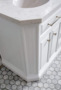 Water Creation Vanity Water Creation PA60QZ05PW-000000000 60"" Palace Collection Quartz Carrara Pure White Bathroom Vanity Set With Hardware in Polished Nickel (PVD) Finish