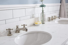 Load image into Gallery viewer, Water Creation Vanity Water Creation PA60QZ05PW-000BX0905 60&quot;&quot; Palace Collection Quartz Carrara Pure White Bathroom Vanity Set With Hardware And F2-0009 Faucets in Polished Nickel (PVD) Finish