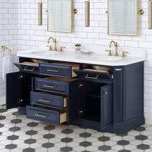 Load image into Gallery viewer, Water Creation Vanity Water Creation PA72B-0600MB Palace 72 Inch Double Sink White Quartz Countertop Vanity in Monarch Blue and Mirrors