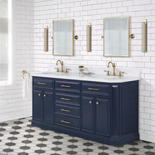 Load image into Gallery viewer, Water Creation Vanity Water Creation PA72B-0600MB Palace 72 Inch Double Sink White Quartz Countertop Vanity in Monarch Blue and Mirrors