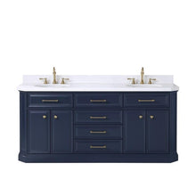 Load image into Gallery viewer, Water Creation Vanity Water Creation PA72C-0612MB Palace 72 Inch Double Sink White Quartz Countertop Vanity in Monarch Blue with Hook Faucets