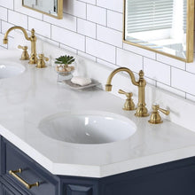 Load image into Gallery viewer, Water Creation Vanity Water Creation PA72C-0612MB Palace 72 Inch Double Sink White Quartz Countertop Vanity in Monarch Blue with Hook Faucets