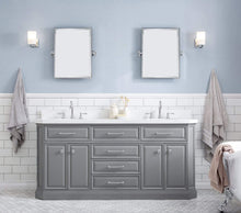Load image into Gallery viewer, Water Creation Vanity Water Creation PA72QZ01CG-000TL1201 72&quot;&quot; Palace Collection Quartz Carrara Cashmere Grey Bathroom Vanity Set With Hardware And F2-0012 Faucets in Chrome Finish