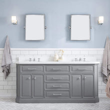 Load image into Gallery viewer, Water Creation Vanity Water Creation PA72QZ01CG-E18000000 72&quot;&quot; Palace Collection Quartz Carrara Cashmere Grey Bathroom Vanity Set With Hardware, Mirror in Chrome Finish