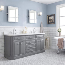 Load image into Gallery viewer, Water Creation Vanity Water Creation PA72QZ01CG-E18TL1201 72&quot;&quot; Palace Collection Quartz Carrara Cashmere Grey Bathroom Vanity Set With Hardware And F2-0012 Faucets, Mirror in Chrome Finish