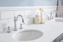 Load image into Gallery viewer, Water Creation Vanity Water Creation PA72QZ01CG-E18TL1201 72&quot;&quot; Palace Collection Quartz Carrara Cashmere Grey Bathroom Vanity Set With Hardware And F2-0012 Faucets, Mirror in Chrome Finish