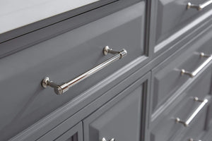 Water Creation Vanity Water Creation PA72QZ05CG-E18FX1305 72"" Palace Collection Quartz Carrara Cashmere Grey Bathroom Vanity Set With Hardware And F2-0013 Faucets, Mirror in Polished Nickel (PVD) Finish