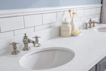 Load image into Gallery viewer, Water Creation Vanity Water Creation PA72QZ05CG-E18FX1305 72&quot;&quot; Palace Collection Quartz Carrara Cashmere Grey Bathroom Vanity Set With Hardware And F2-0013 Faucets, Mirror in Polished Nickel (PVD) Finish