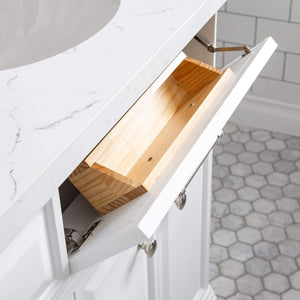 Water Creation Vanity Water Creation PA72QZ05PW-E18FX1305 72"" Palace Collection Quartz Carrara Pure White Bathroom Vanity Set With Hardware And F2-0013 Faucets, Mirror in Polished Nickel (PVD) Finish
