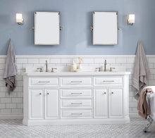 Load image into Gallery viewer, Water Creation Vanity Water Creation PA72QZ05PW-E18TL1205 72&quot;&quot; Palace Collection Quartz Carrara Pure White Bathroom Vanity Set With Hardware And F2-0012 Faucets, Mirror in Polished Nickel (PVD) Finish