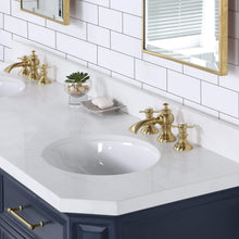 Load image into Gallery viewer, Water Creation Vanity Water Creation PA72QZ06MB-000FX1306 Palace 72 In. Double Sink White Quartz Countertop Vanity in Monarch Blue with Waterfall Faucets