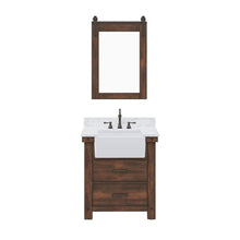 Load image into Gallery viewer, Water Creation Vanity Water Creation Paisley 30 Inch Single Sink Carrara White Marble Countertop Vanity in Rustic Sienna with Hook Faucet and Mirror