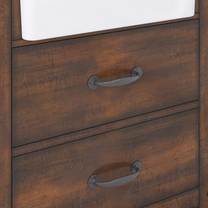 Water Creation Vanity Water Creation Paisley 30 Inch Single Sink Carrara White Marble Countertop Vanity in Rustic Sienna with Mirror