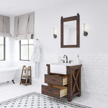 Load image into Gallery viewer, Water Creation Vanity Water Creation Paisley 30 Inch Single Sink Carrara White Marble Countertop Vanity in Rustic Sienna with Mirror