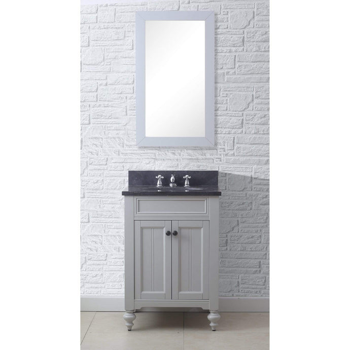 Water Creation Vanity Water Creation PO24BL03EG-R21BX0901 24 Inch Earl Grey Single Sink Bathroom Vanity With Matching Framed Mirror And Faucet From The Potenza Collection