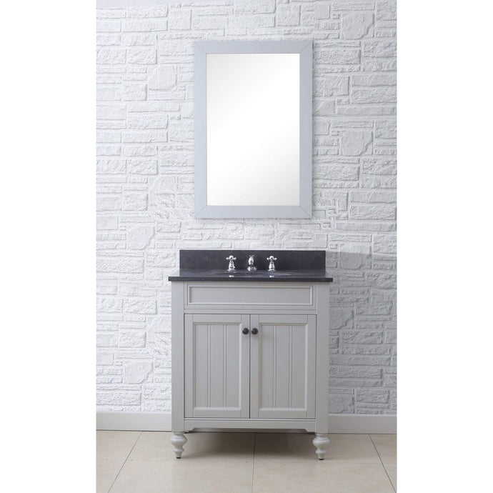 Water Creation Vanity Water Creation PO30BL03EG-R24BX0901 30 Inch Earl Grey Single Sink Bathroom Vanity With Matching Framed Mirror And Faucet From The Potenza Collection