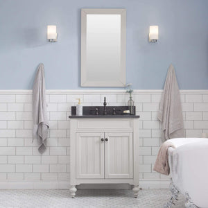 Water Creation Vanity Water Creation PO30BL03EG-R24TL1203 Potenza 30"" Bathroom Vanity in Earl Grey with Blue Limestone Top with Faucet and Mirror