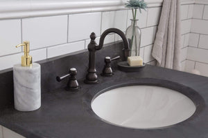 Water Creation Vanity Water Creation PO30BL03EG-R24TL1203 Potenza 30"" Bathroom Vanity in Earl Grey with Blue Limestone Top with Faucet and Mirror
