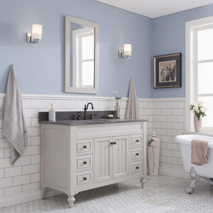 Water Creation Vanity Water Creation PO48BL03EG-R24TL1203 Potenza 48"" Bathroom Vanity in Earl Grey with Blue Limestone Top with Faucet and Mirror