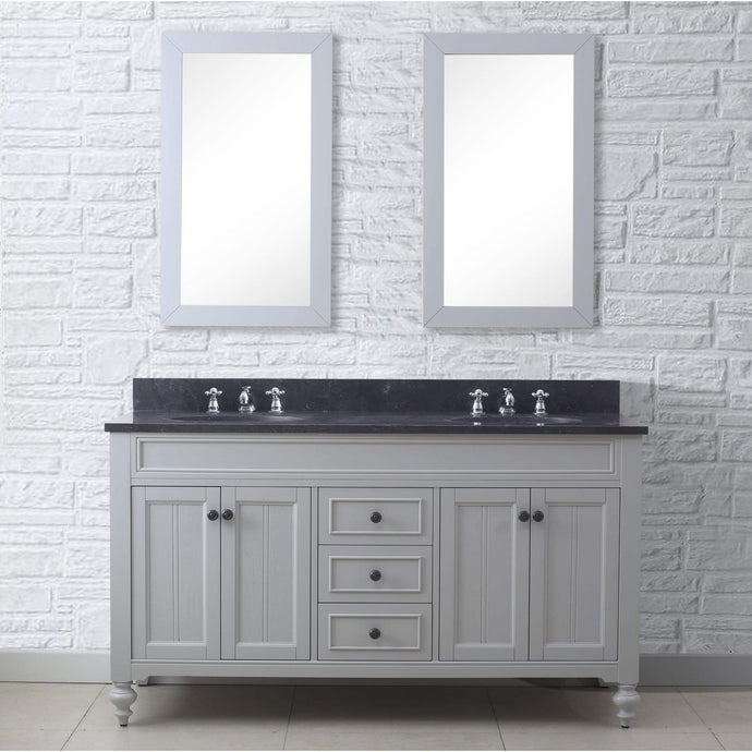 Water Creation Vanity Water Creation PO60BL03EG-R21BX0901 60 Inch Earl Grey Double Sink Bathroom Vanity With 2 Matching Framed Mirrors And Faucets From The Potenza Collection