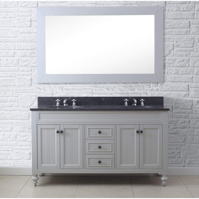 Water Creation Vanity Water Creation PO60BL03EG-R60000000 60 Inch Earl Grey Double Sink Bathroom Vanity With Matching Framed Mirror From The Potenza Collection