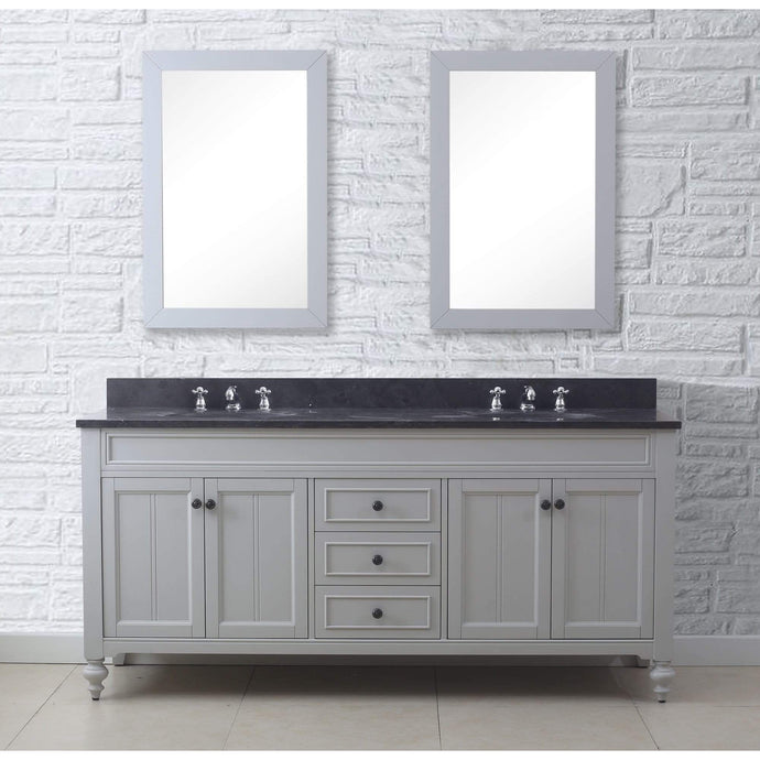 Water Creation Vanity Water Creation PO72BL03EG-R24BX0901 72 Inch Earl Grey Double Sink Bathroom Vanity With 2 Matching Framed Mirrors And Faucets From The Potenza Collection