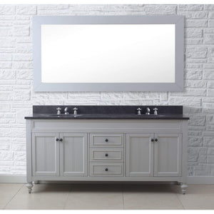 Water Creation Vanity Water Creation PO72BL03EG-R72BX0901 72 Inch Earl Grey Double Sink Bathroom Vanity With Matching Framed Mirror And Faucets From The Potenza Collection