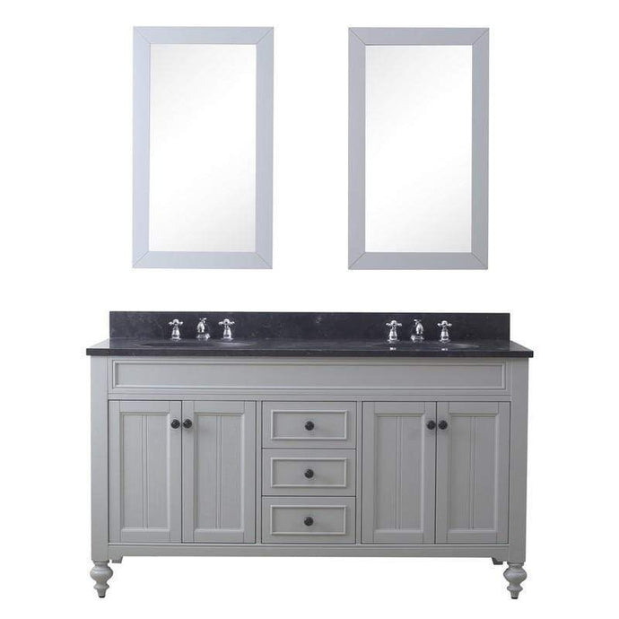 Water Creation Vanity Water Creation POTENZA60EGC Potenza 60 Inch Earl Grey Double Sink Bathroom Vanity With 2 Matching Framed Mirrors