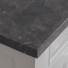 Load image into Gallery viewer, Water Creation Vanity Water Creation POTENZA72EGCF1 Potenza 72 Inch Bathroom Vanity in Earl Grey with Blue Limestone Top with Faucet and Small Mirror
