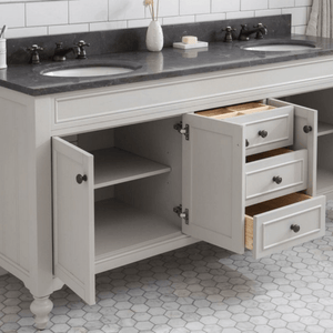 Water Creation Vanity Water Creation POTENZA72EGF1 Potenza 72 Inch Bathroom Vanity in Earl Grey with Blue Limestone Top with Faucet