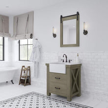 Load image into Gallery viewer, Water Creation Vanity Water Creation PY30CW03GG-000TL1203 Paisley 30 Inch Single Sink Carrara White Marble Countertop Vanity in Grizzle Gray with Hook Faucet