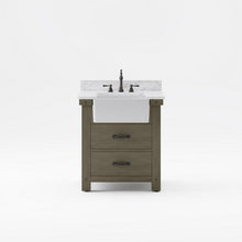 Load image into Gallery viewer, Water Creation Vanity Water Creation PY30CW03GG-000TL1203 Paisley 30 Inch Single Sink Carrara White Marble Countertop Vanity in Grizzle Gray with Hook Faucet