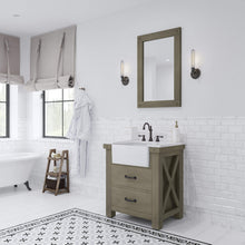 Load image into Gallery viewer, Water Creation Vanity Water Creation PY30CW03GG-A24TL1203 Paisley 30 Inch Single Sink Carrara White Marble Countertop Vanity in Grizzle Gray with Hook Faucet and Mirror