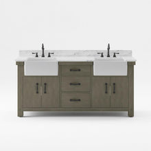 Load image into Gallery viewer, Water Creation Vanity Water Creation PY72CW03GG-000000000 Paisley 72 Inch Double Sink Carrara White Marble Countertop Vanity in Grizzle Gray