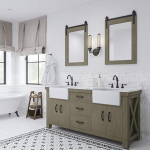 Water Creation Vanity Water Creation PY72CW03GG-000000000 Paisley 72 Inch Double Sink Carrara White Marble Countertop Vanity in Grizzle Gray
