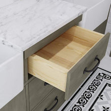 Load image into Gallery viewer, Water Creation Vanity Water Creation PY72CW03GG-A24TL1203 Paisley 72 Inch. Double Sink Carrara White Marble Countertop Vanity in Grizzle Gray with Hook Faucet and Mirror