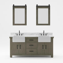 Load image into Gallery viewer, Water Creation Vanity Water Creation PY72CW03GG-P24000000 Paisley 72 Inch Double Sink Carrara White Marble Countertop Vanity in Grizzle Gray with Mirror