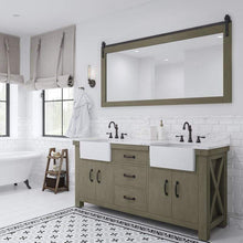 Load image into Gallery viewer, Water Creation Vanity Water Creation PY72CW03GG-P72000000 Paisley 72 Inch Double Sink Carrara White Marble Countertop Vanity in Grizzle Gray with Mirror