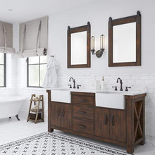 Load image into Gallery viewer, Water Creation Vanity Water Creation PY72CW03RS-000000000 Paisley 72 Inch Double Sink Carrara White Marble Countertop Vanity in Rustic Sienna