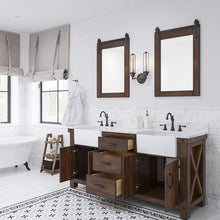 Load image into Gallery viewer, Water Creation Vanity Water Creation PY72CW03RS-000000000 Paisley 72 Inch Double Sink Carrara White Marble Countertop Vanity in Rustic Sienna