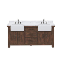 Load image into Gallery viewer, Water Creation Vanity Water Creation PY72CW03RS-000000000 Paisley 72 Inch Double Sink Carrara White Marble Countertop Vanity in Rustic Sienna