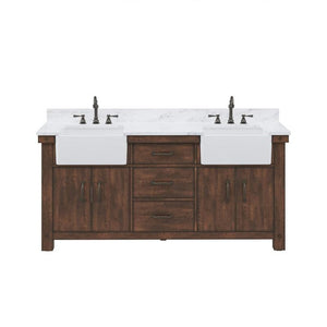 Water Creation Vanity Water Creation PY72CW03RS-000000000 Paisley 72 Inch Double Sink Carrara White Marble Countertop Vanity in Rustic Sienna