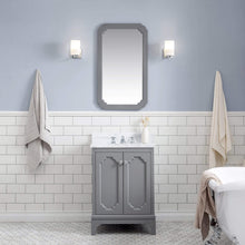 Load image into Gallery viewer, Water Creation Vanity Water Creation QU24CW01CG-000BX0901 Queen 24 Inch Single Sink Carrara White Marble Countertop Vanity in Cashmere Grey with Classic Faucet