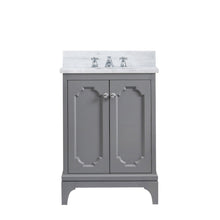 Load image into Gallery viewer, Water Creation Vanity Water Creation QU24CW01CG-000BX0901 Queen 24 Inch Single Sink Carrara White Marble Countertop Vanity in Cashmere Grey with Classic Faucet