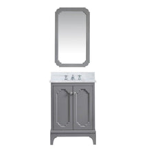 Load image into Gallery viewer, Water Creation Vanity Water Creation QU24CW01CG-Q21000000 Queen 24 Inch Single Sink Carrara White Marble Countertop Vanity in Cashmere Grey with Mirror