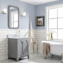Load image into Gallery viewer, Water Creation Vanity Water Creation QU24CW01CG-Q21FX1301 Queen 24 Inch Single Sink Carrara White Marble Countertop Vanity in Cashmere Grey with Waterfall Faucet and Mirror