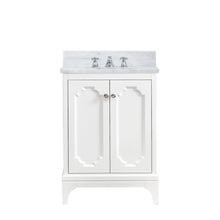 Load image into Gallery viewer, Water Creation Vanity Water Creation QU24CW05PW-000BX0905 Queen 24 Inch Single Sink Carrara White Marble Countertop Vanity in Pure White with Classic Faucet