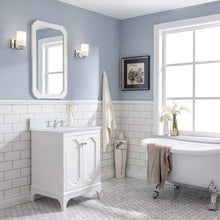 Load image into Gallery viewer, Water Creation Vanity Water Creation QU24CW05PW-000BX0905 Queen 24 Inch Single Sink Carrara White Marble Countertop Vanity in Pure White with Classic Faucet