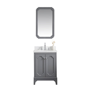 Water Creation Vanity Water Creation QU24QZ01CG-000TL1201 Queen 24-Inch Single Sink Quartz Carrara Vanity In Cashmere Grey  With F2-0012-01-TL Lavatory Faucet(s)