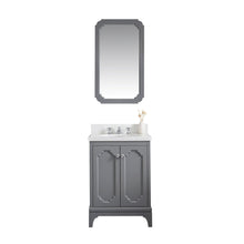 Load image into Gallery viewer, Water Creation Vanity Water Creation QU24QZ01CG-Q21BX0901 Queen 24-Inch Single Sink Quartz Carrara Vanity In Cashmere Grey With Matching Mirror(s) and F2-0009-01-BX Lavatory Faucet(s)